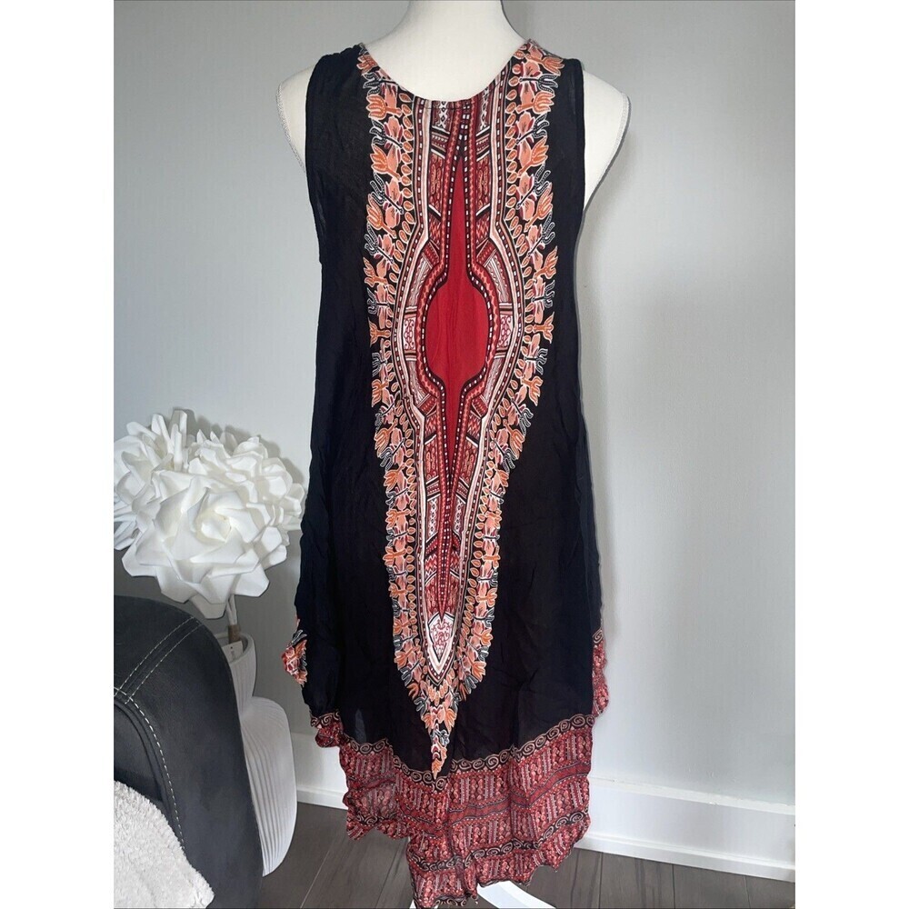 Step In Style Dress Sleeveless Black Printed Triangle Hem Size XL - Picture 4 of 5
